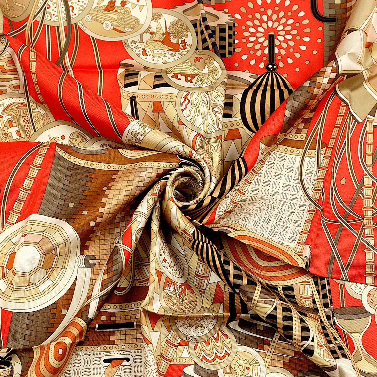 Hermes Scarf "Le Laboratoire du Temps" by Pierre Marie 90cm Silk | Carre Foulard