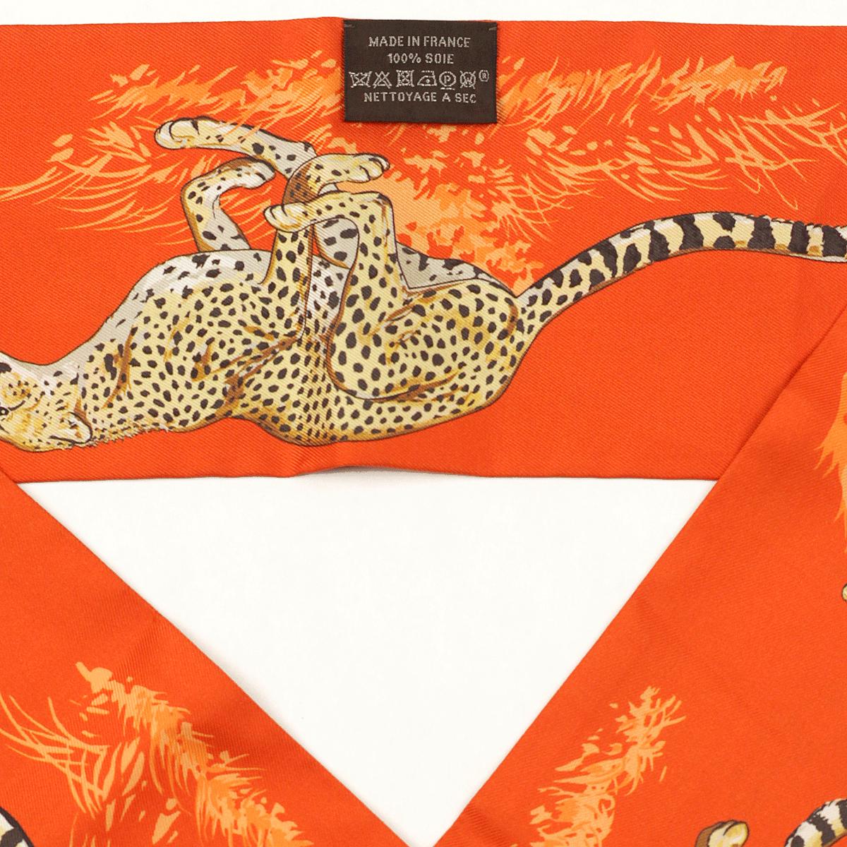 Hermes Scarf Maxi Twilly Slim "Guepards" by Robert Dallet Silk 10cm x 180cm | Carre Foulard
