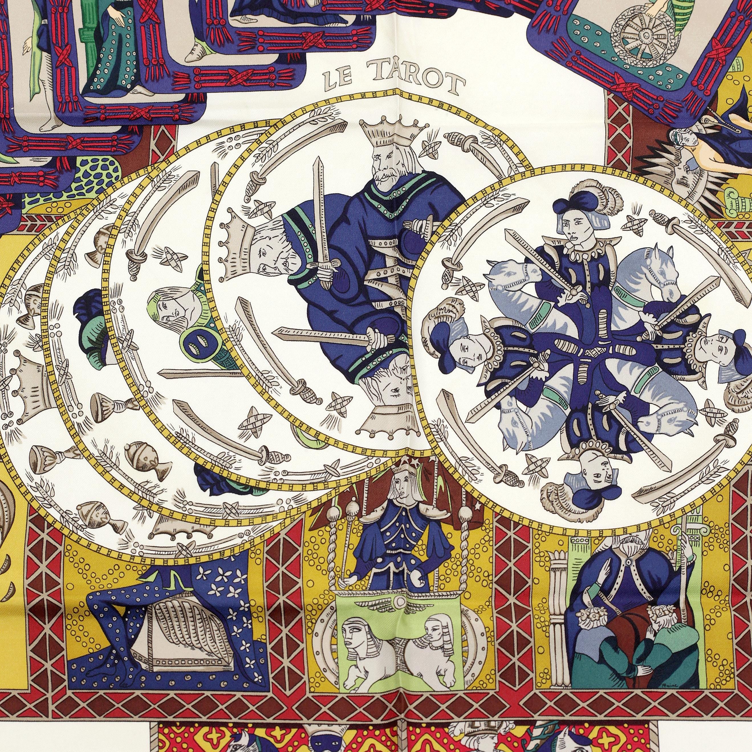 Hermes Scarf "Le Tarot" by Annie Faivre 90cm Silk | Carre Foulard