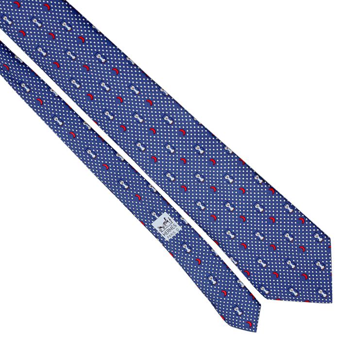 Hermes Men's Silk Tie Whimsical Owls and Moons Pattern 7997 | Necktie Cravate