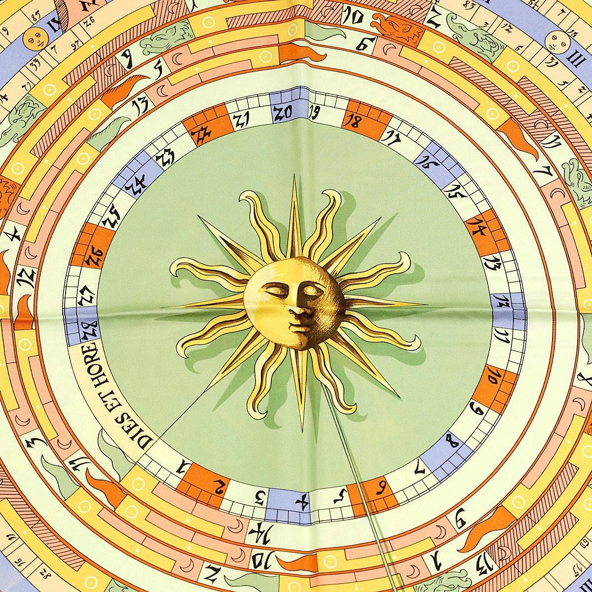 Hermes Scarf "Astrologie" by Françoise Façonnet Vintage 90cm Silk | Carre Foulard