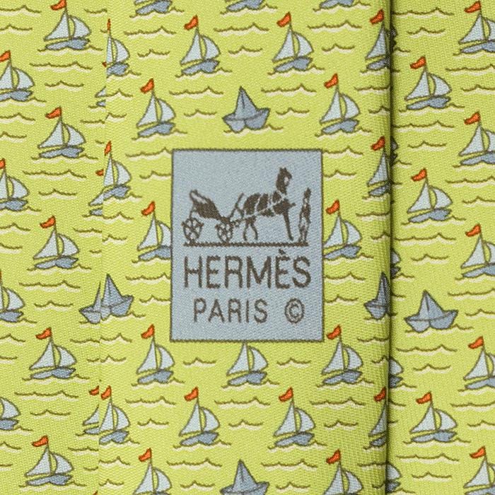 HERMES ボウタイ Hermes Men's Silk Tie Sailboats Pattern 5632 – Exquisite Artichoke