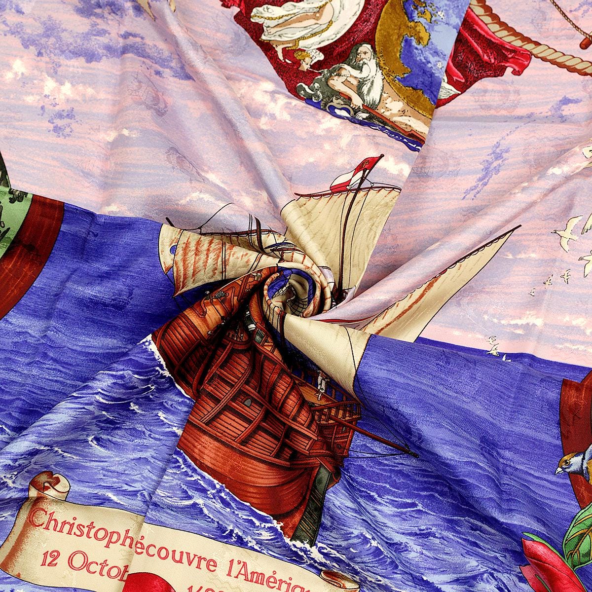 Hermes Scarf "Christophe Colomb Decouvre L'Amerique" by Carl De Parcevaux 90cm Silk | Carre Foulard