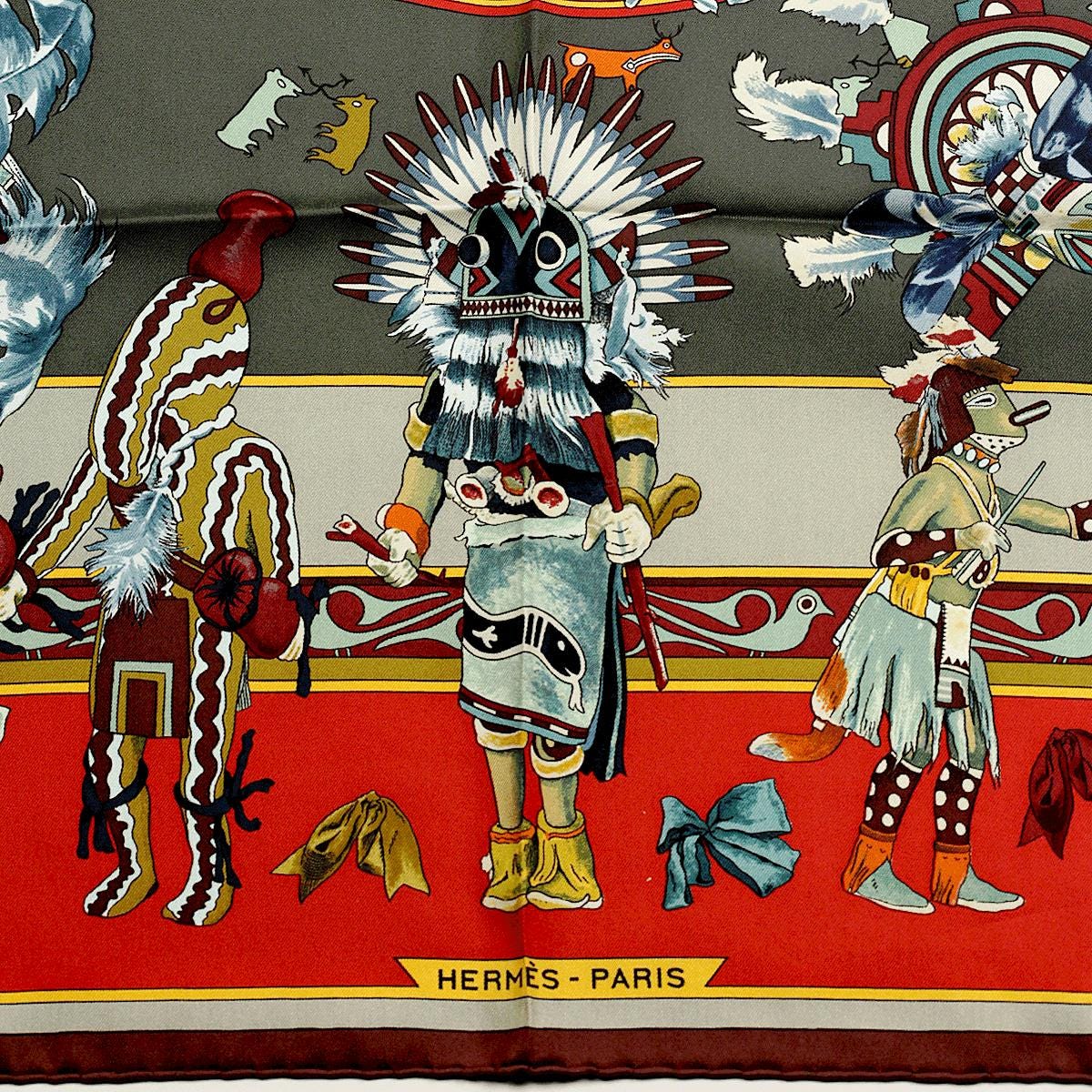 Hermes Scarf "Kachinas" by Kermit Oliver 90cm Silk | Carre Foulard