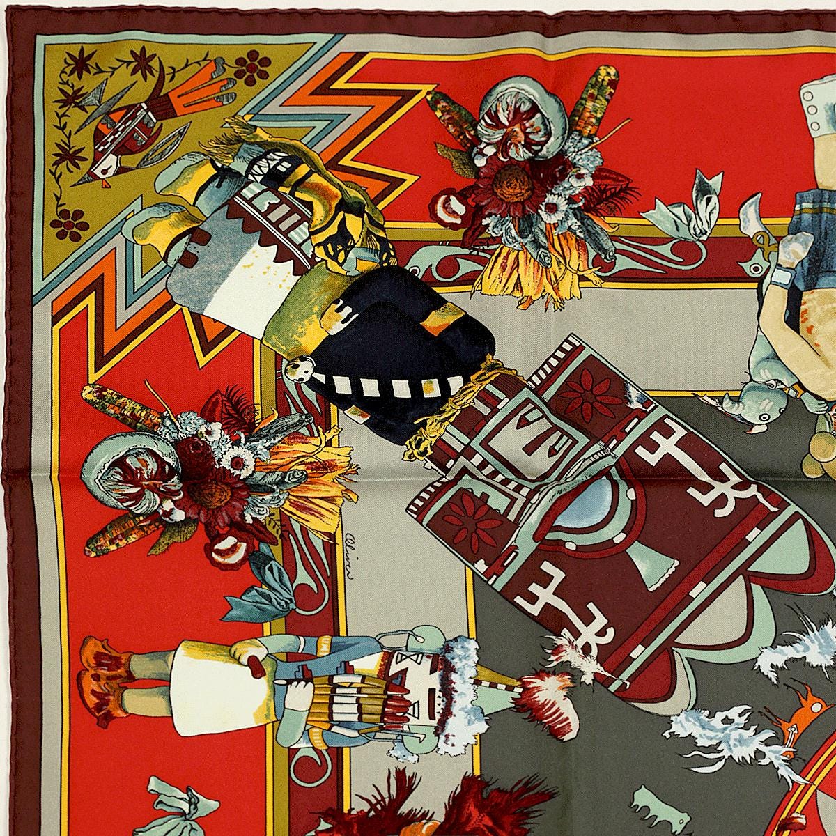 Hermes Scarf "Kachinas" by Kermit Oliver 90cm Silk | Carre Foulard