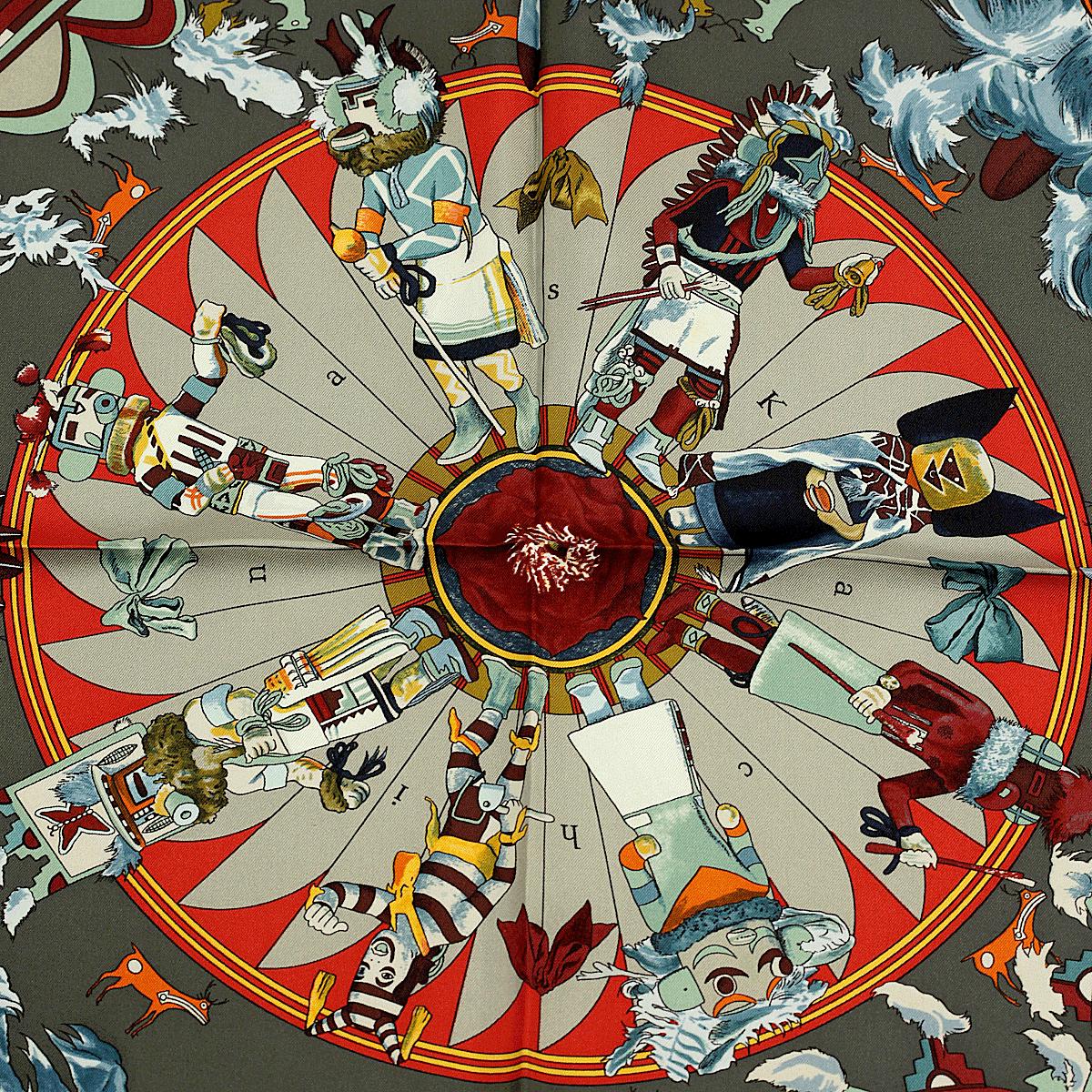 Hermes Scarf "Kachinas" by Kermit Oliver 90cm Silk | Carre Foulard