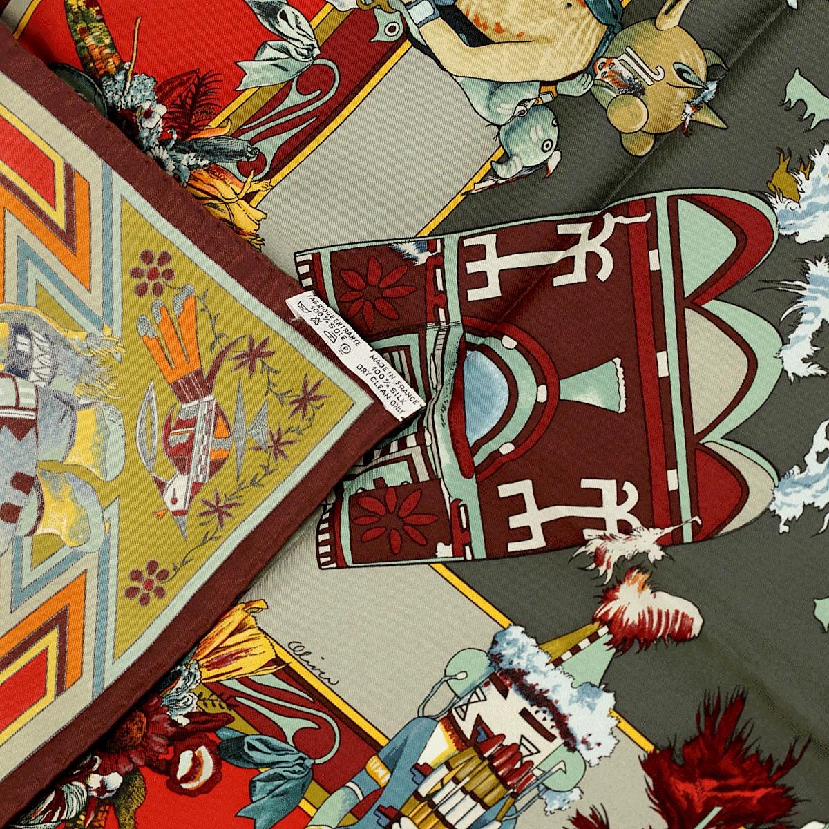 Hermes Scarf "Kachinas" by Kermit Oliver 90cm Silk | Carre Foulard