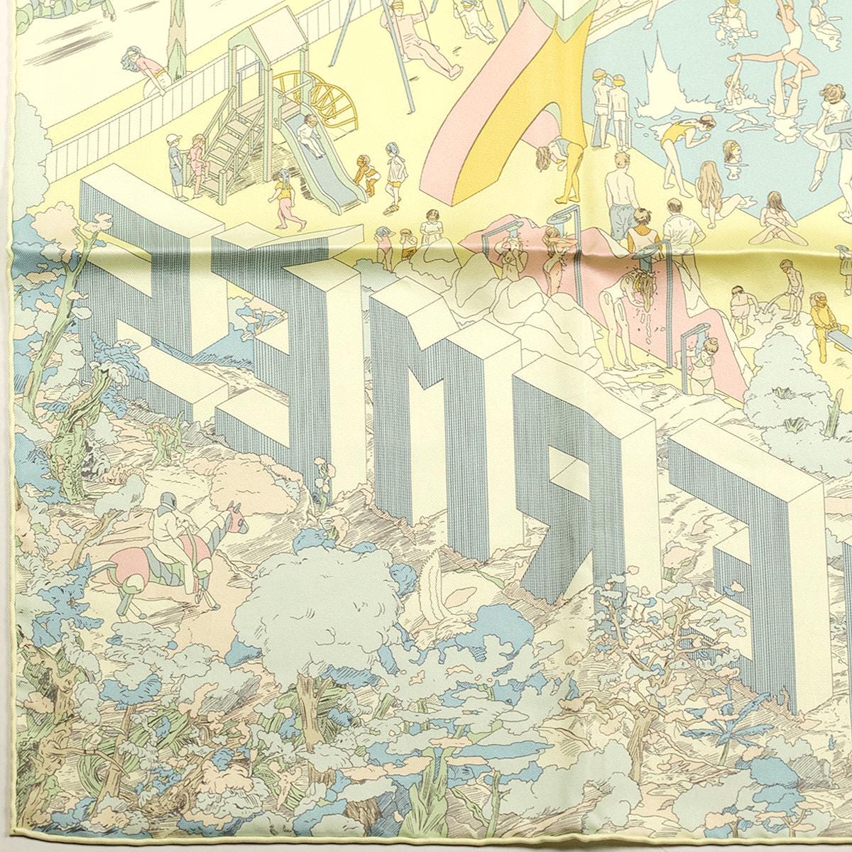 Hermes Scarf "On the Beach" by Ugo Bienvenu 90cm Silk | Foulard Carre
