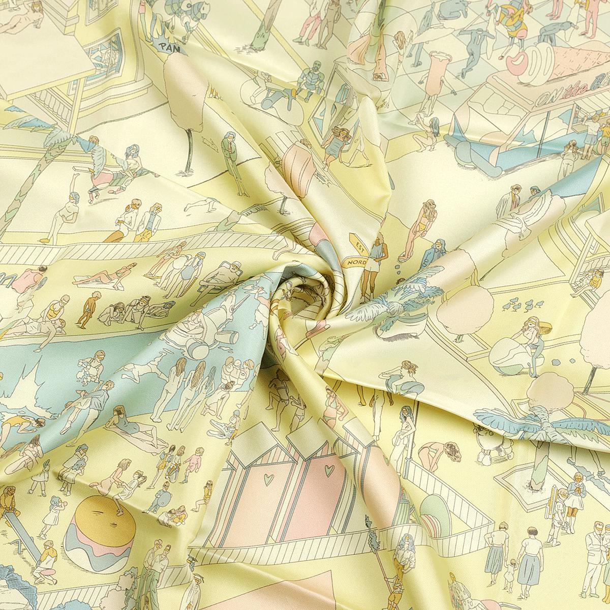 Hermes Scarf "On the Beach" by Ugo Bienvenu 90cm Silk | Foulard Carre