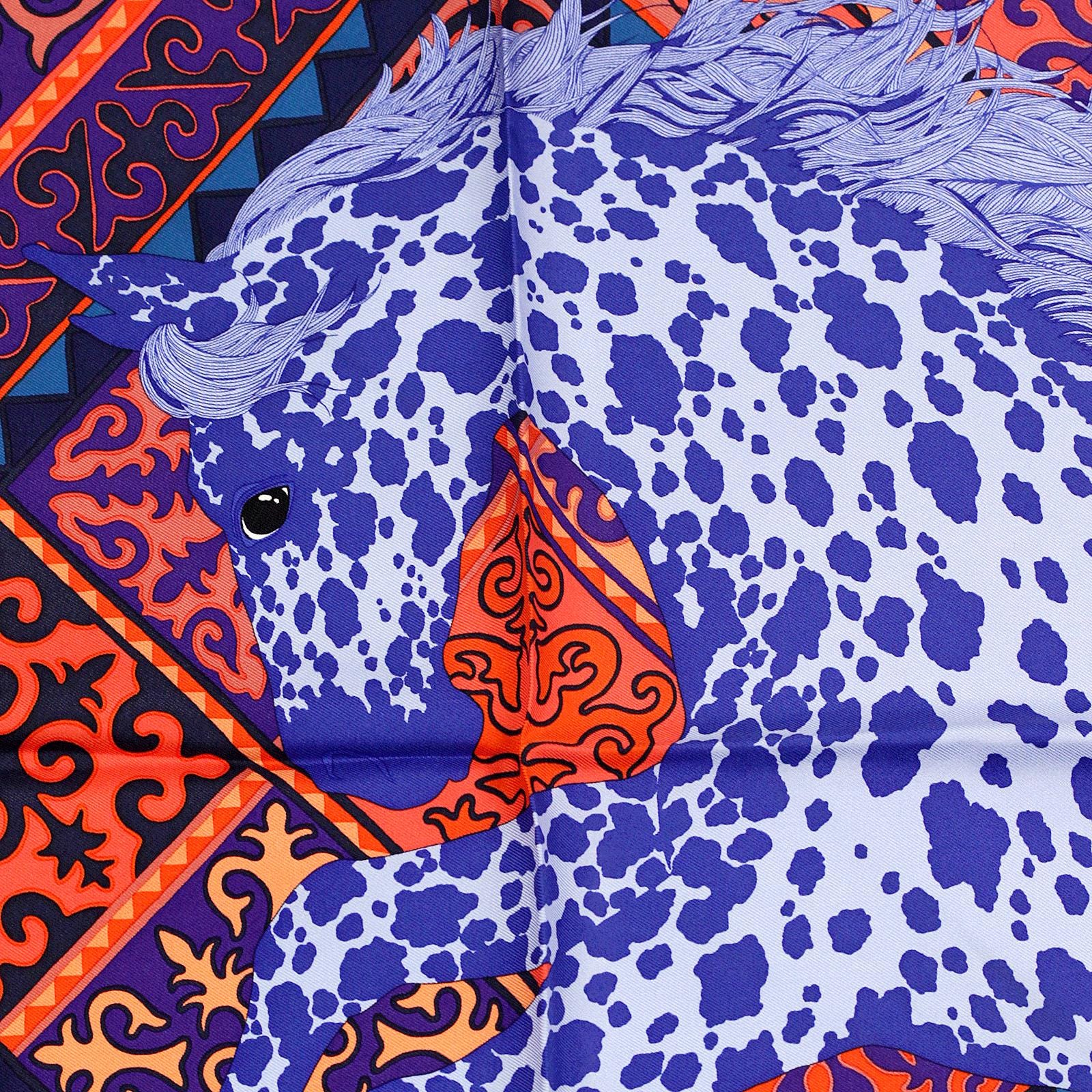 Hermes Scarf 45cm "Appaloosa des Steppes" by Alice Shirley Silk Gavroche