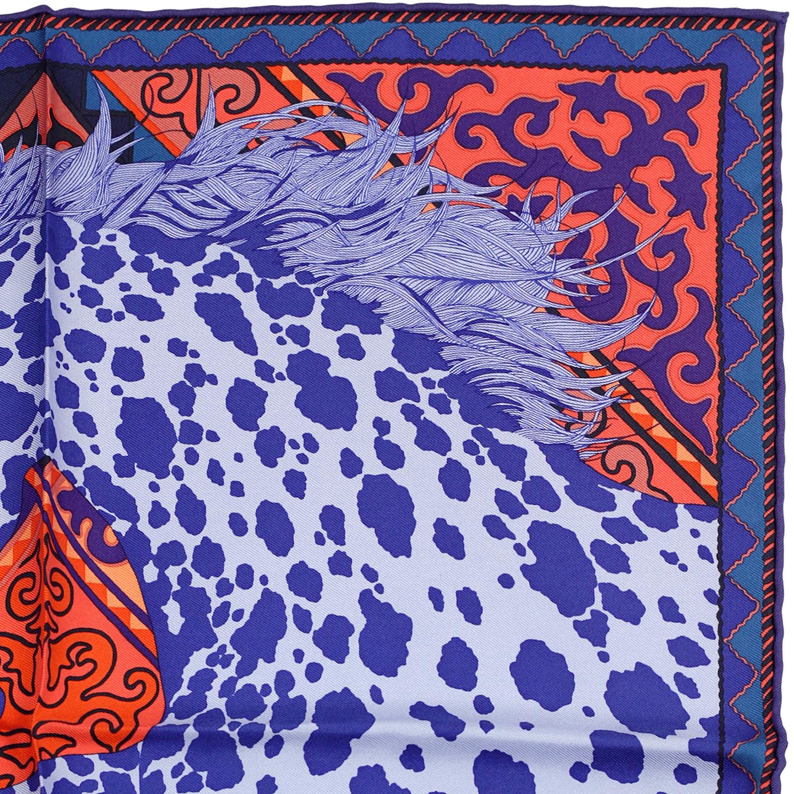 Hermes Scarf 45cm "Appaloosa des Steppes" by Alice Shirley Silk Gavroche