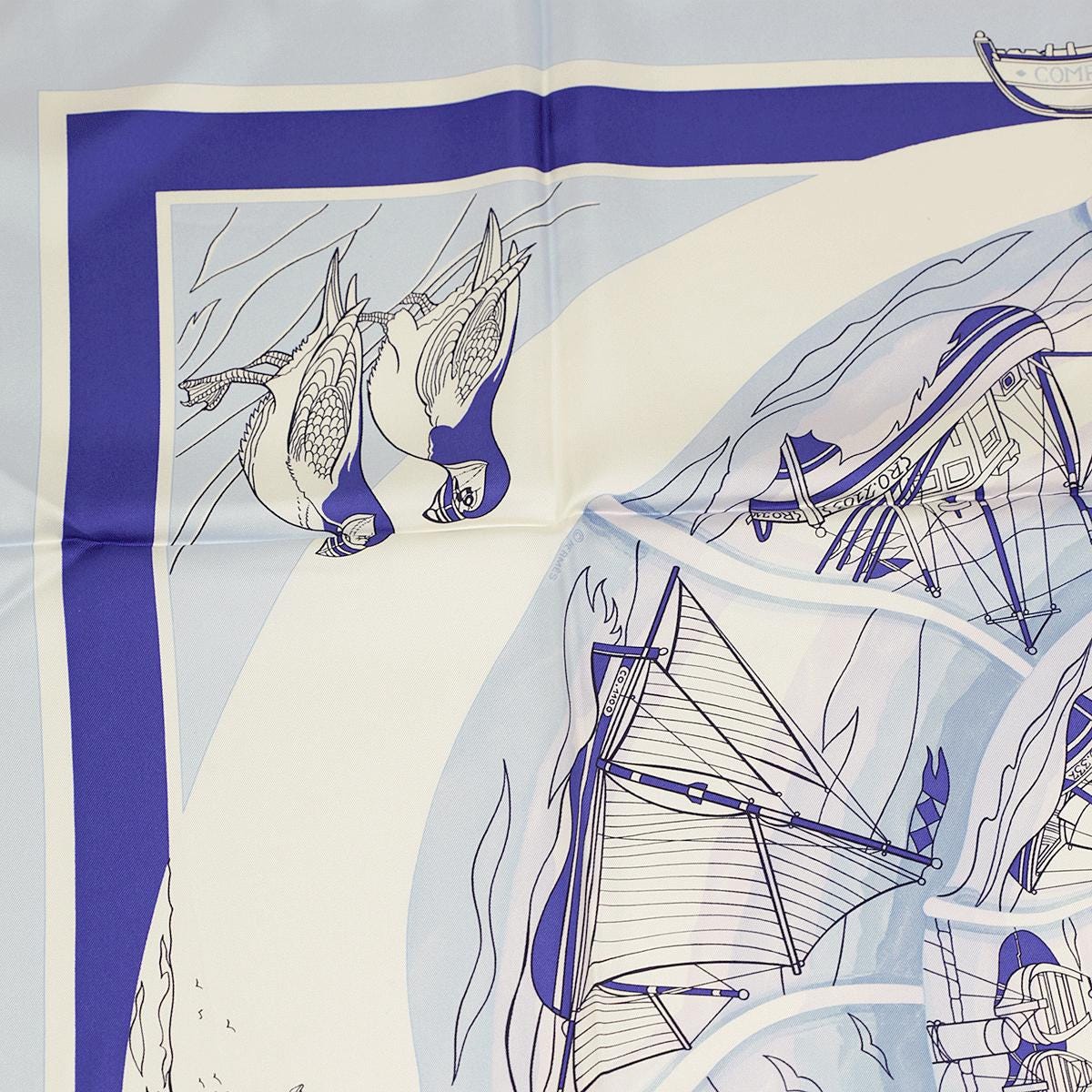 Hermes Scarf "Compagnons de Mer" by Loic Dubigeon 90cm Silk