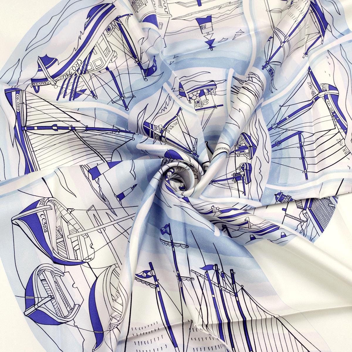 Hermes Scarf "Compagnons de Mer" by Loic Dubigeon 90cm Silk