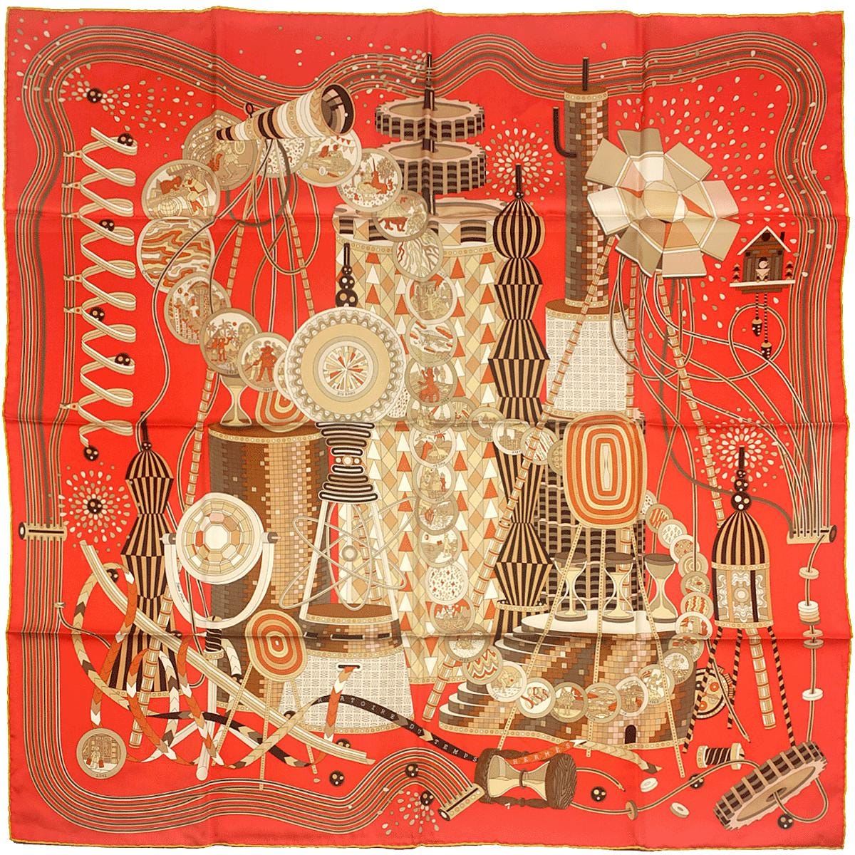 Hermes Scarf "Le Laboratoire du Temps" by Pierre Marie 90cm Silk | Carre Foulard
