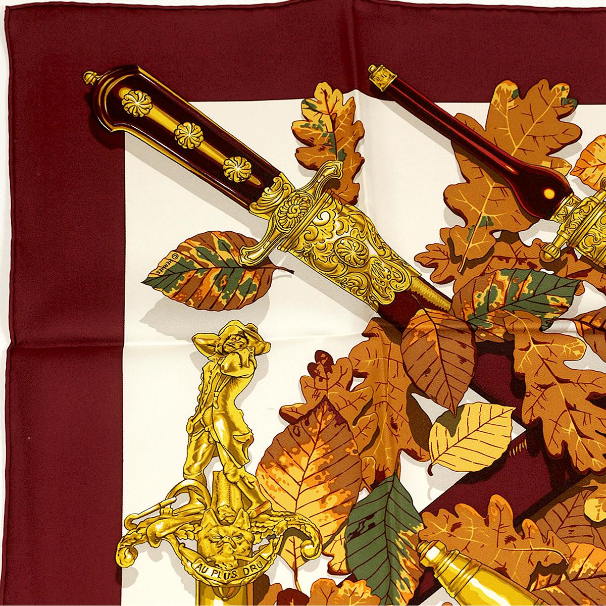 Hermes Scarf "Au Plus Dru" by Vladimir Rybaltchenko Vintage 90cm Silk