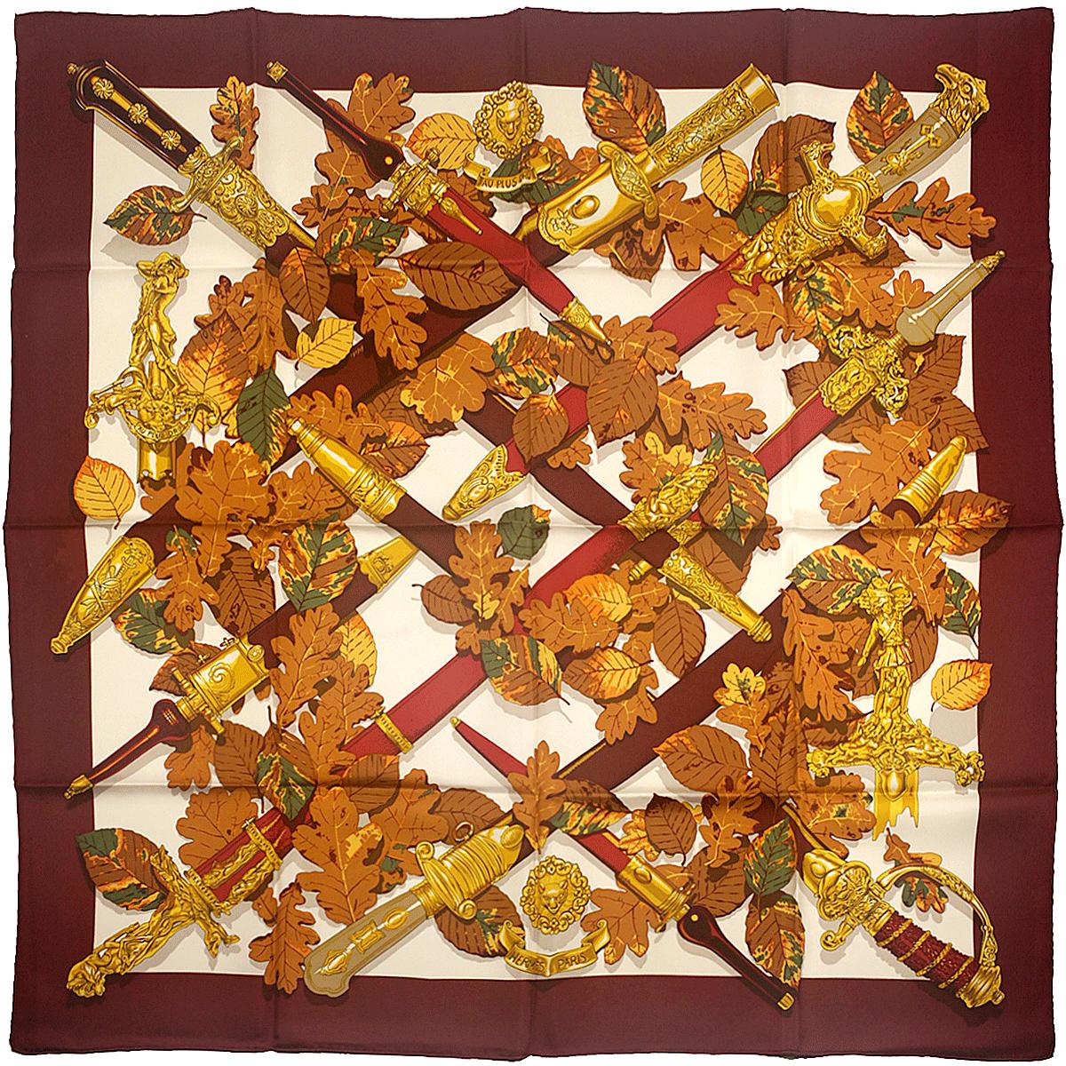 Hermes Scarf "Au Plus Dru" by Vladimir Rybaltchenko Vintage 90cm Silk