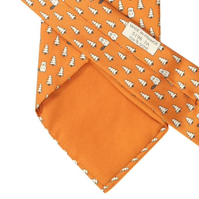 Hermes Men's Silk Tie Whimsical Beavers Pattern 5196 | Necktie Cravate