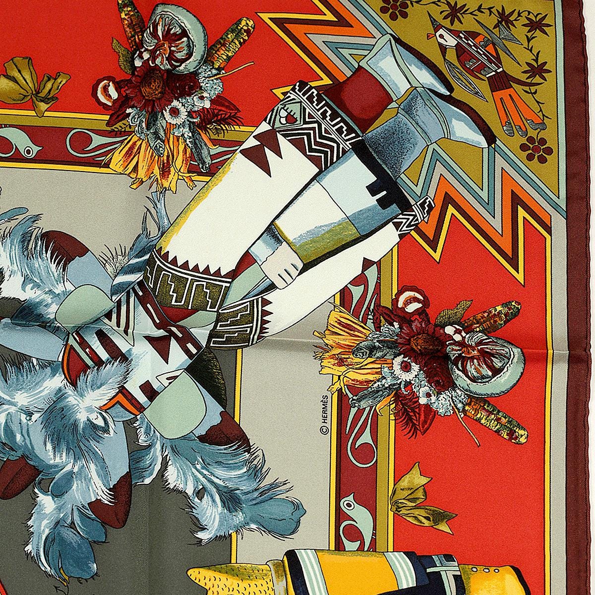 Hermes Scarf "Kachinas" by Kermit Oliver 90cm Silk | Carre Foulard