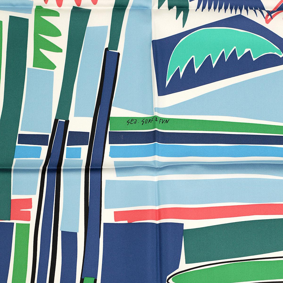 Hermes Scarf "Sea, Surf and Fun" by Felipe Jardim 90cm Silk | Carre Foulard