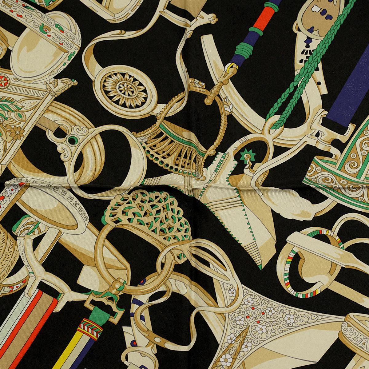 Hermes Scarf "Concours d’Etriers" by Virginie Jamin 90cm Silk Wash Carre