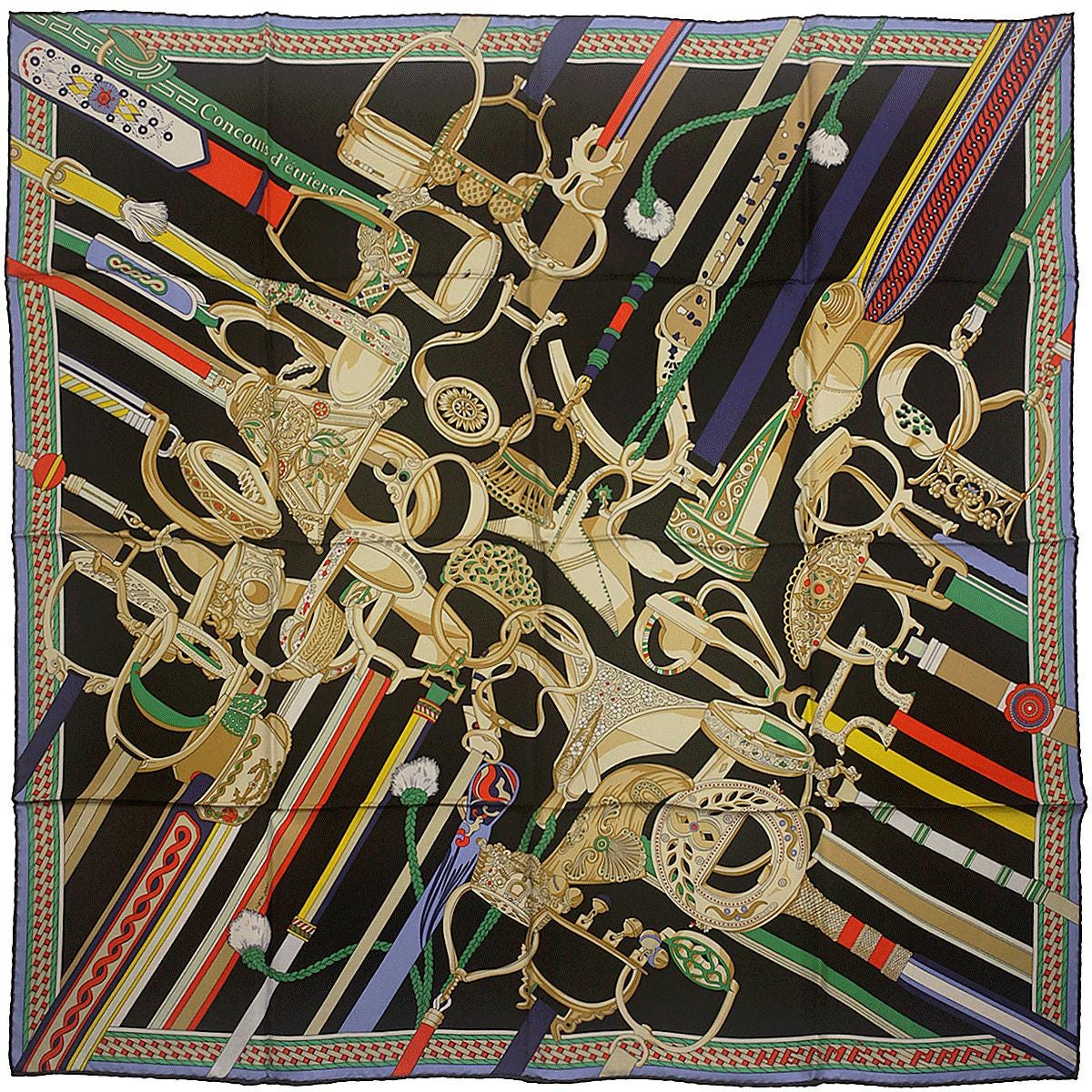 Hermes Scarf "Concours d’Etriers" by Virginie Jamin 90cm Silk Wash Carre