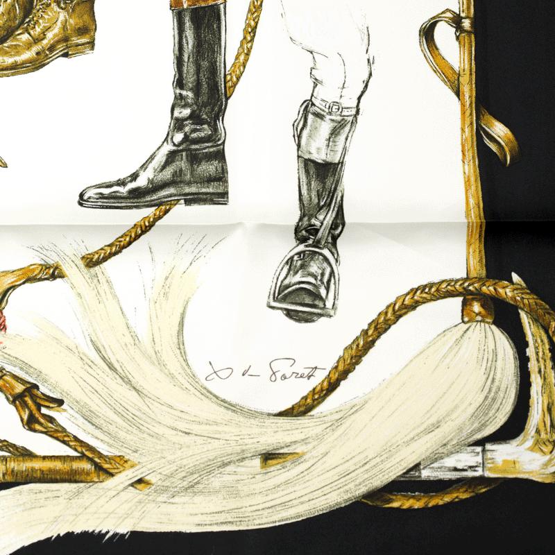 Hermes Scarf "Propos de Bottes" by Xavier De Poret 90cm Silk | Carre Foulard