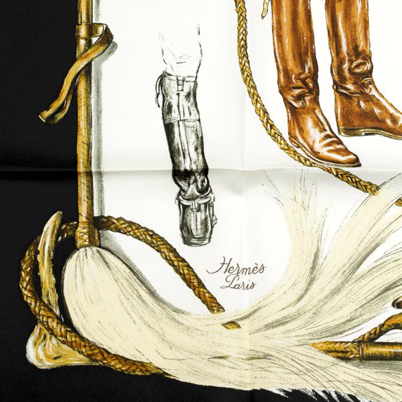 Hermes Scarf "Propos de Bottes" by Xavier De Poret 90cm Silk | Carre Foulard
