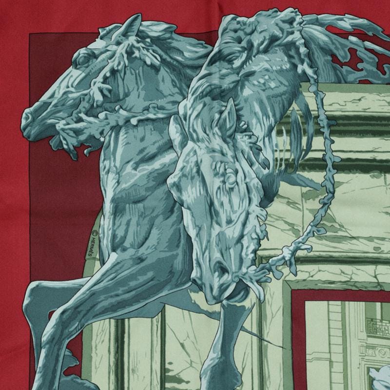 Hermes Scarf "La Fontaine de Bartholdi" by Vladimir Rybaltchenko 90cm Silk | Carre Foulard