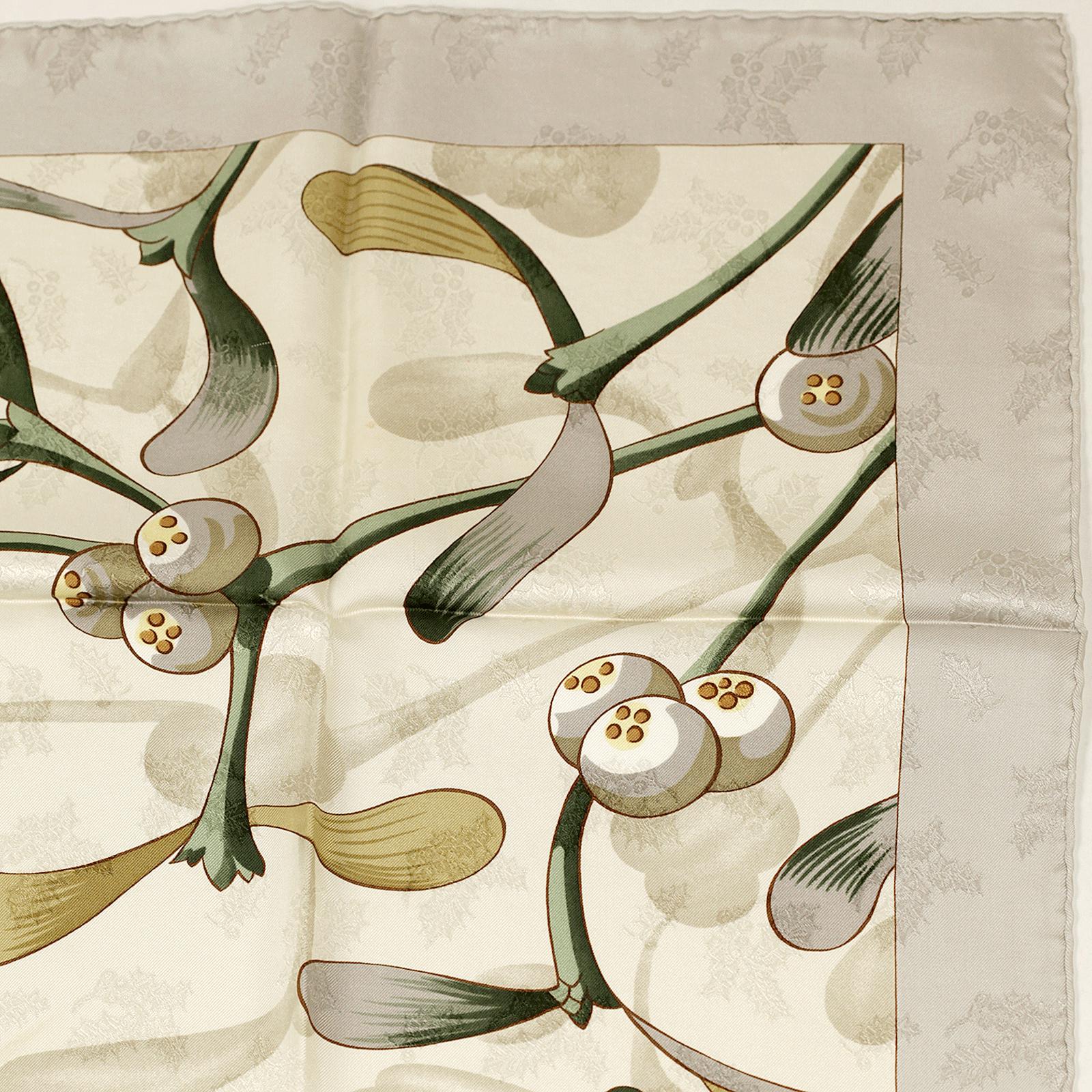 Hermes Scarf Jacquard "Neige d'Antan II" by Caty Latham Vintage 90cm Silk | Carre Foulard