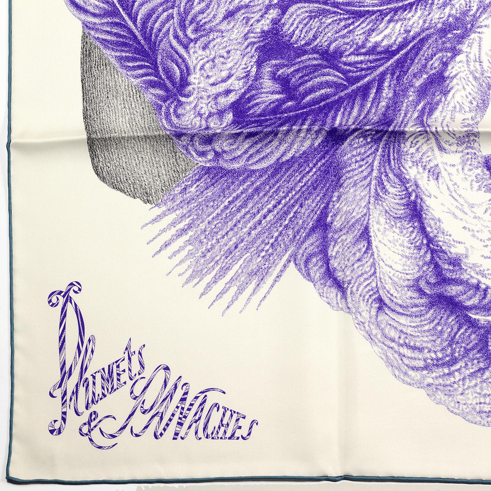 Hermes Scarf "Plumets et Panaches" by Florence Manlik 90cm Silk | Carre Foulard