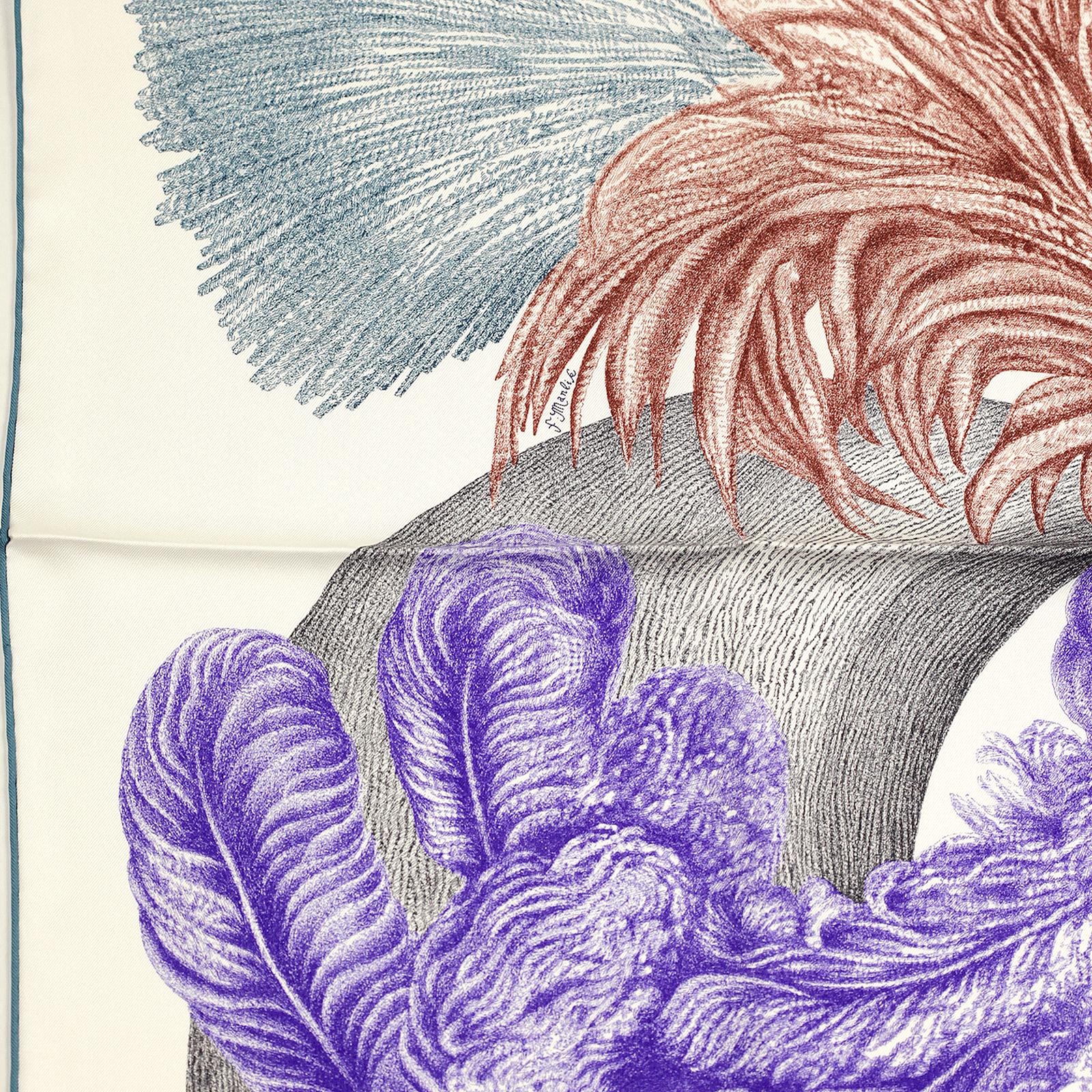 Hermes Scarf "Plumets et Panaches" by Florence Manlik 90cm Silk | Carre Foulard