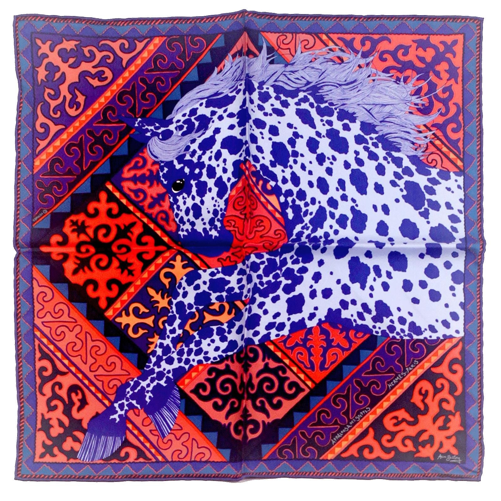 Hermes Scarf 45cm "Appaloosa des Steppes" by Alice Shirley Silk Gavroche