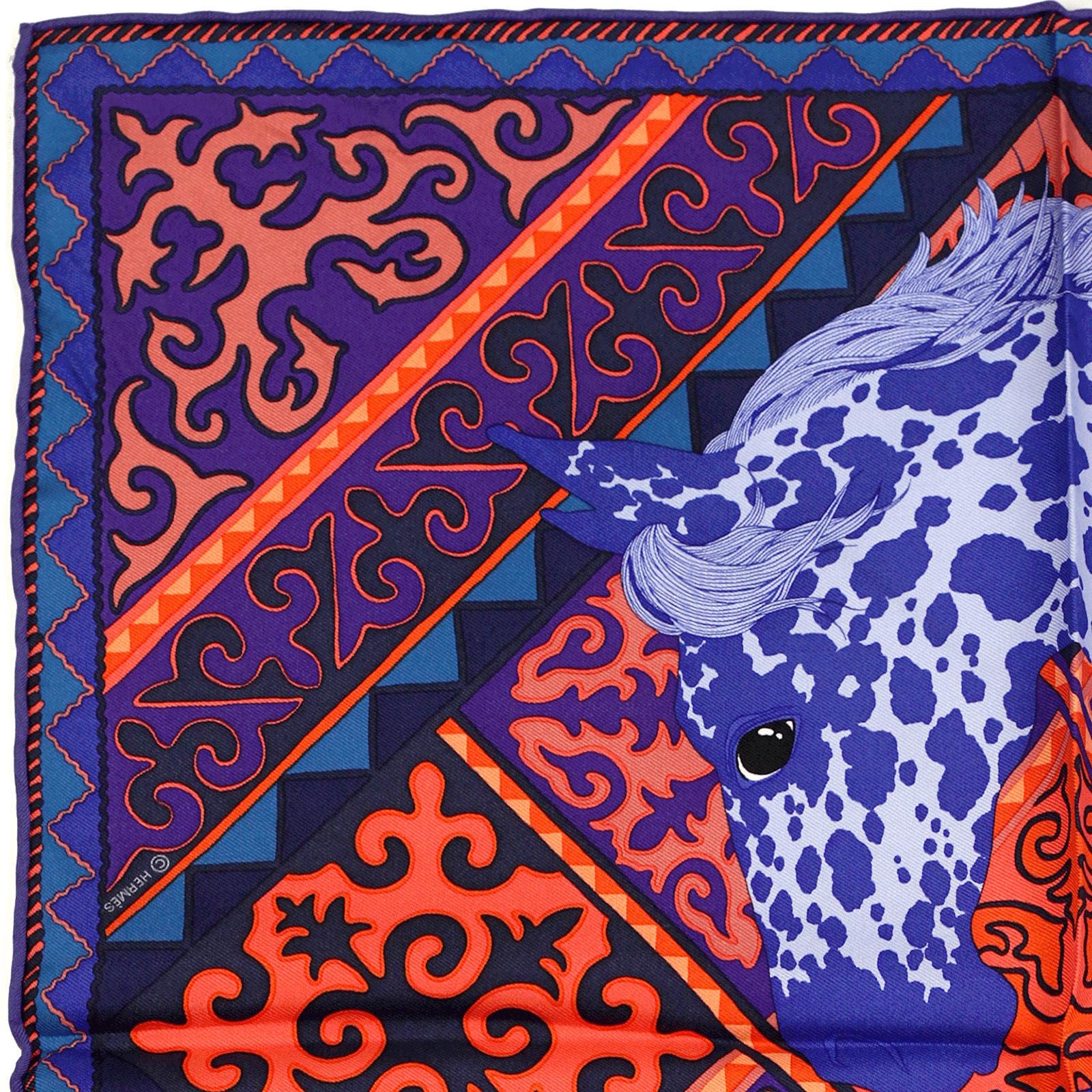 Hermes Scarf 45cm "Appaloosa des Steppes" by Alice Shirley Silk Gavroche