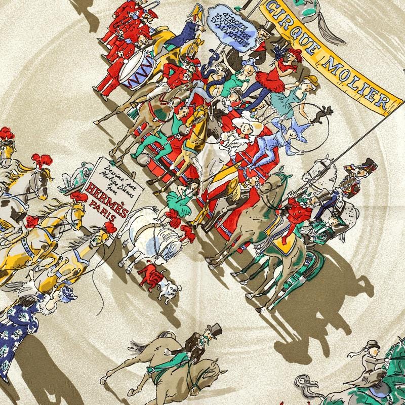 Hermes Scarf "Cirque Molier" by Philippe Dumas 90cm Silk | Carre Foulard