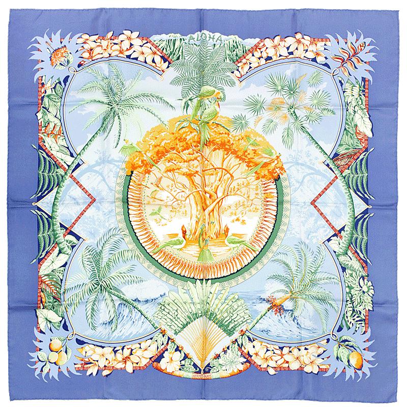 Hermes Scarf "Aloha" by Laurence Bourthoumieux 90cm Silk | Carre Foulard