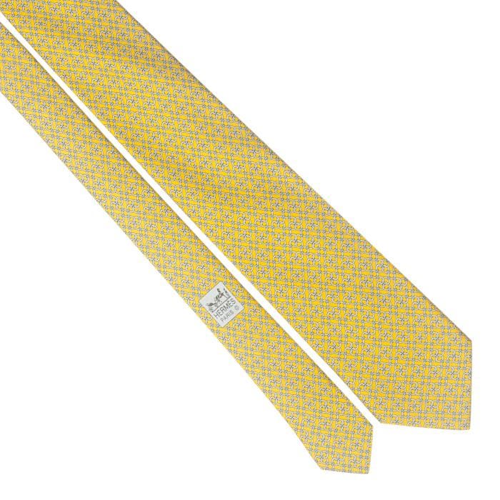Hermes Men's Silk Tie Equestrian Geometric Pattern 606004 | Necktie Cravate