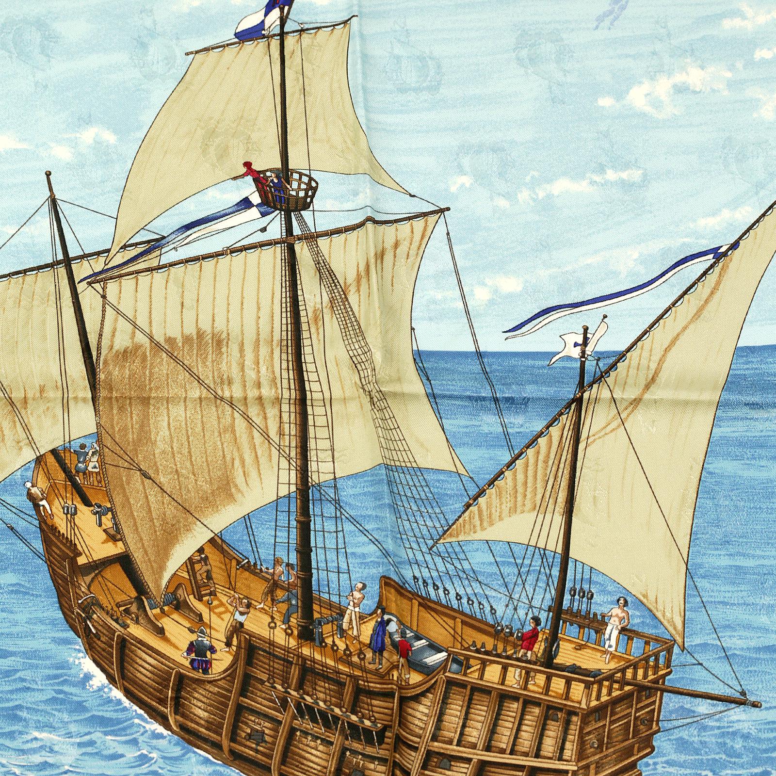 Hermes Scarf "Christophe Colomb Decouvre L'Amerique" by Carl De Parcevaux 90cm Silk | Carre Foulard