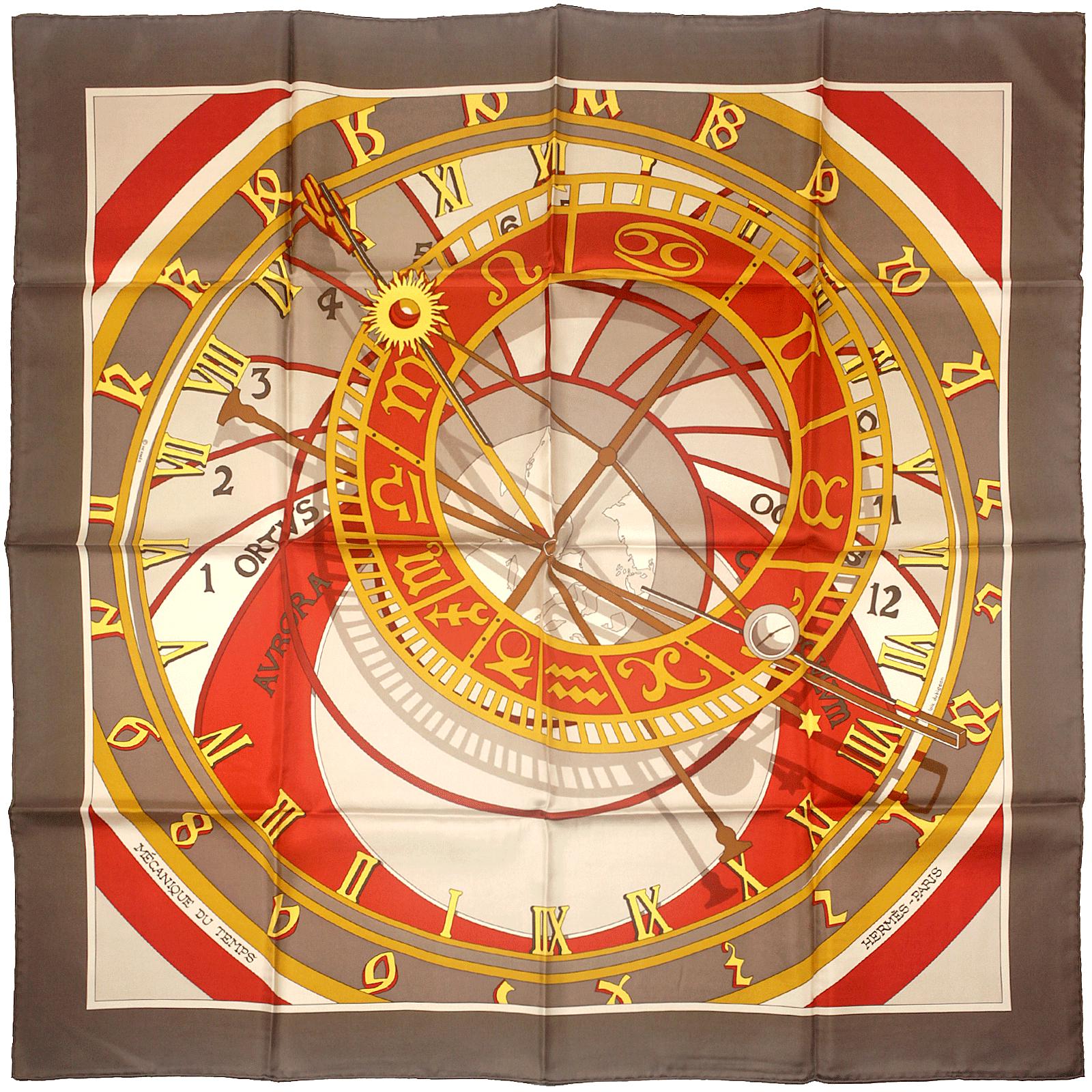 Hermes Scarf "Mecanique du Temps" by Loic Dubigeon 90cm Silk | Carre