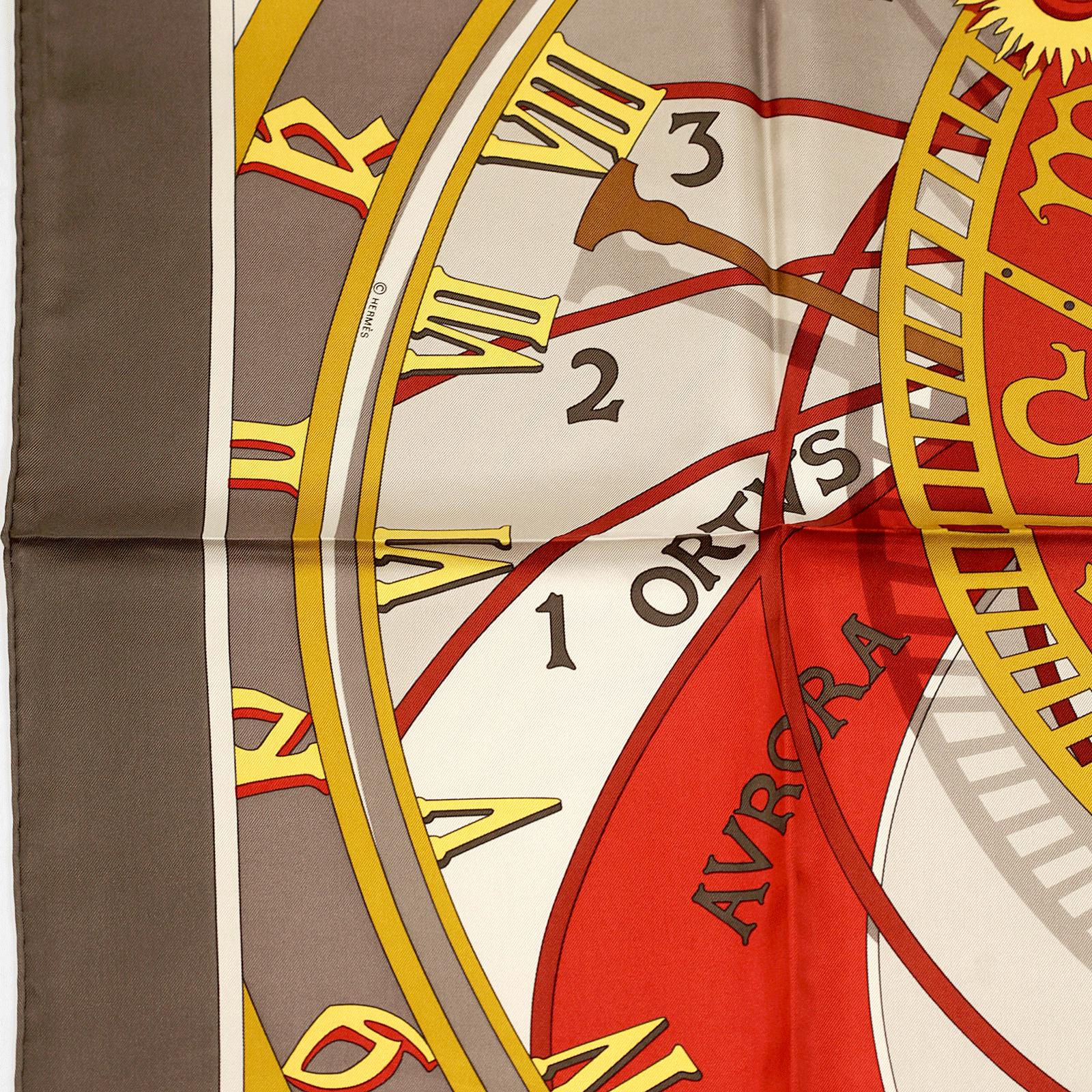 Hermes Scarf "Mecanique du Temps" by Loic Dubigeon 90cm Silk | Carre