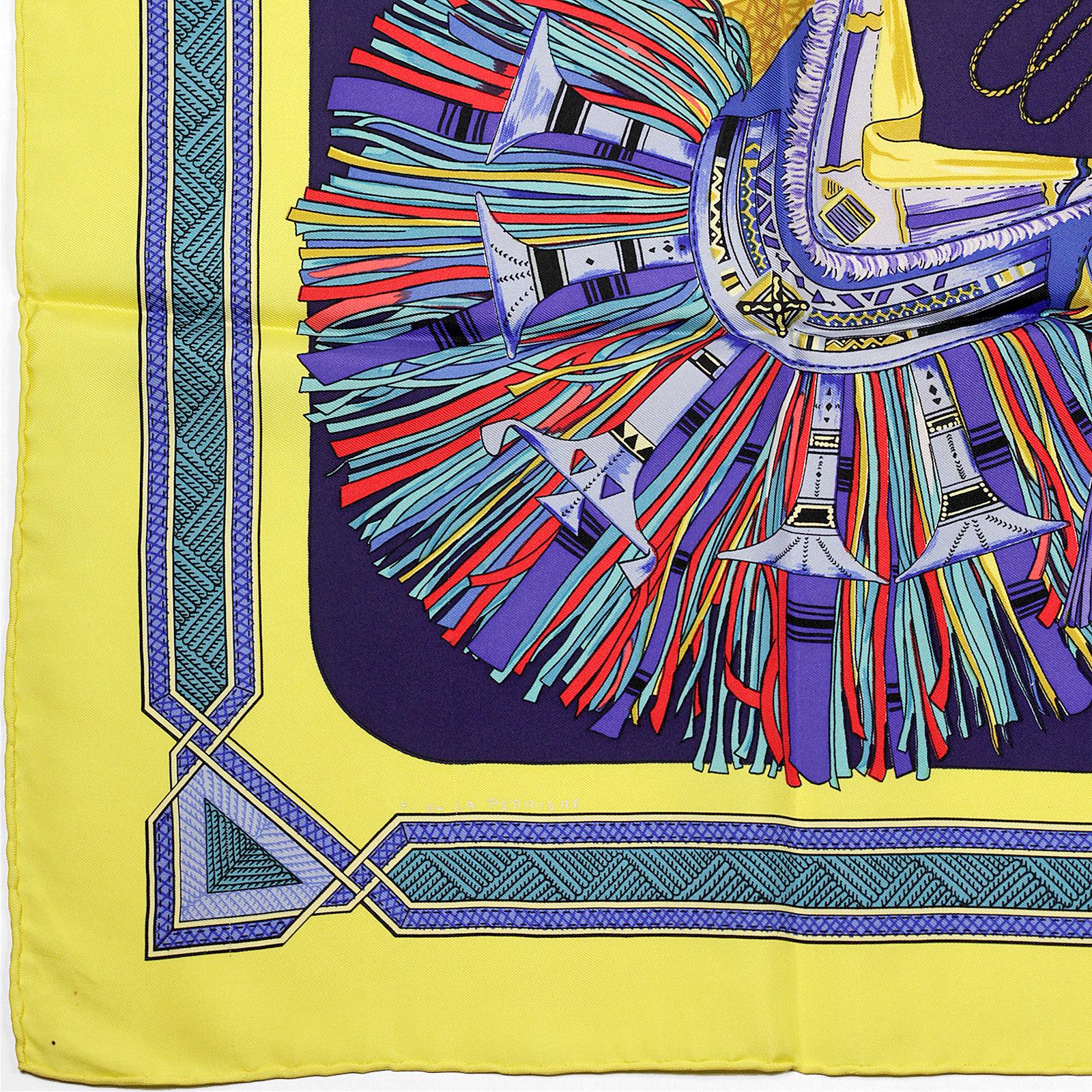 Hermes Scarf "Cuirs du Desert" by Françoise De La Perriere Vintage 90cm Silk | Carre Foulard