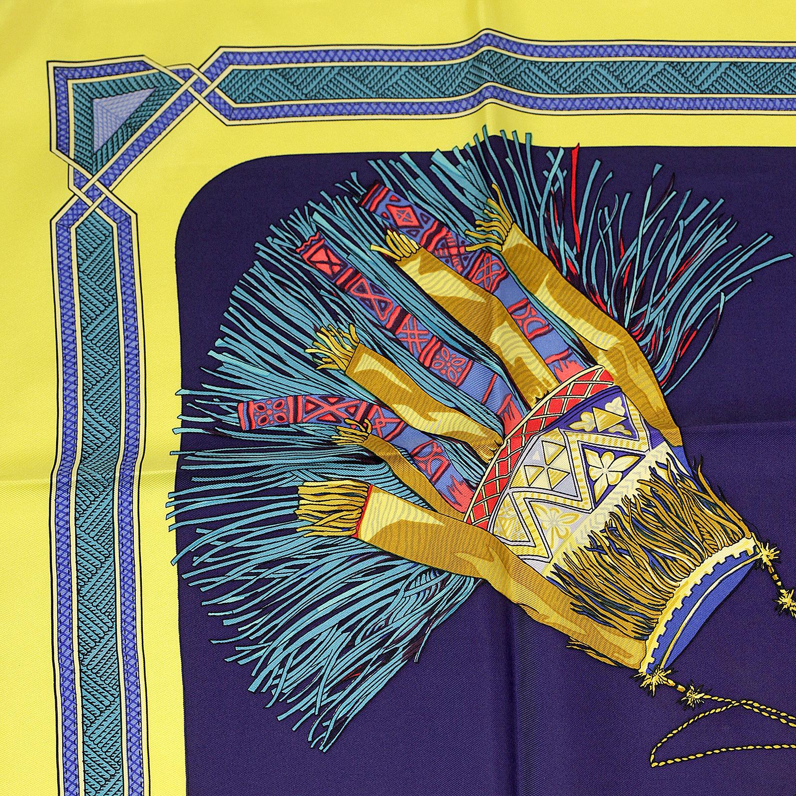 Hermes Scarf "Cuirs du Desert" by Françoise De La Perriere Vintage 90cm Silk | Carre Foulard