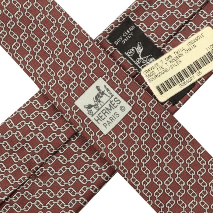 Hermes Men's Silk Tie Chaine d'Ancre Pattern 5602 | Necktie Cravate NWT