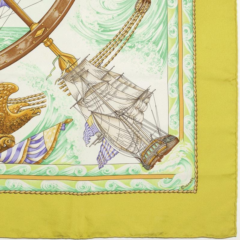 Hermes Scarf "Vive le Vent" by Laurence Bourthoumieux Vintage 90cm Silk | Carre Foulard