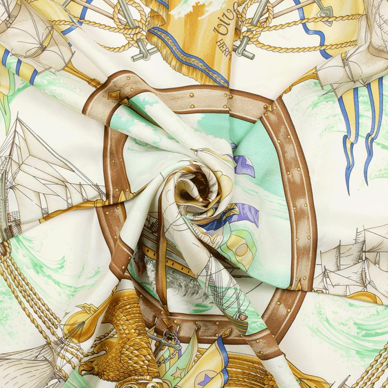 Hermes Scarf "Vive le Vent" by Laurence Bourthoumieux Vintage 90cm Silk | Carre Foulard