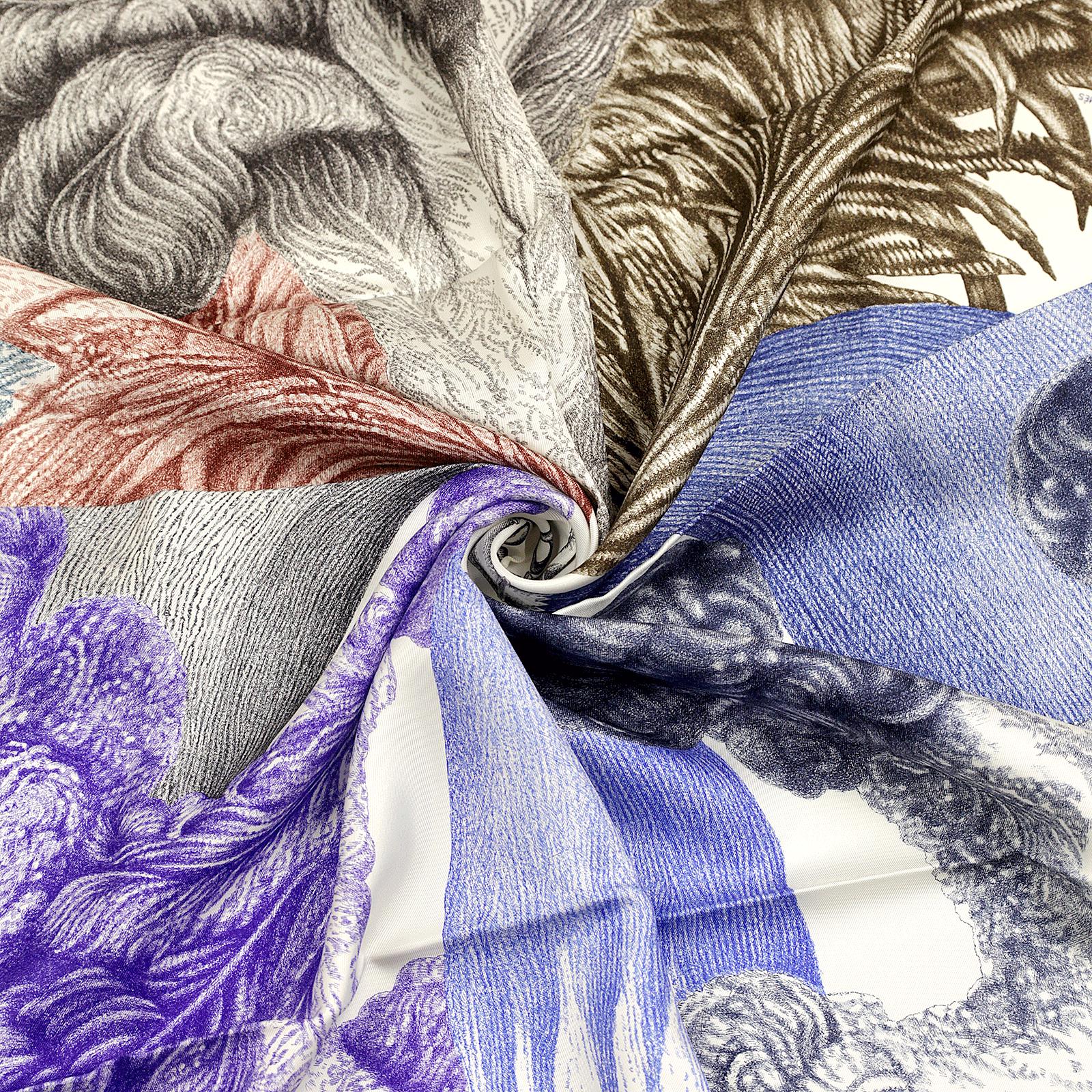 Hermes Scarf "Plumets et Panaches" by Florence Manlik 90cm Silk | Carre Foulard