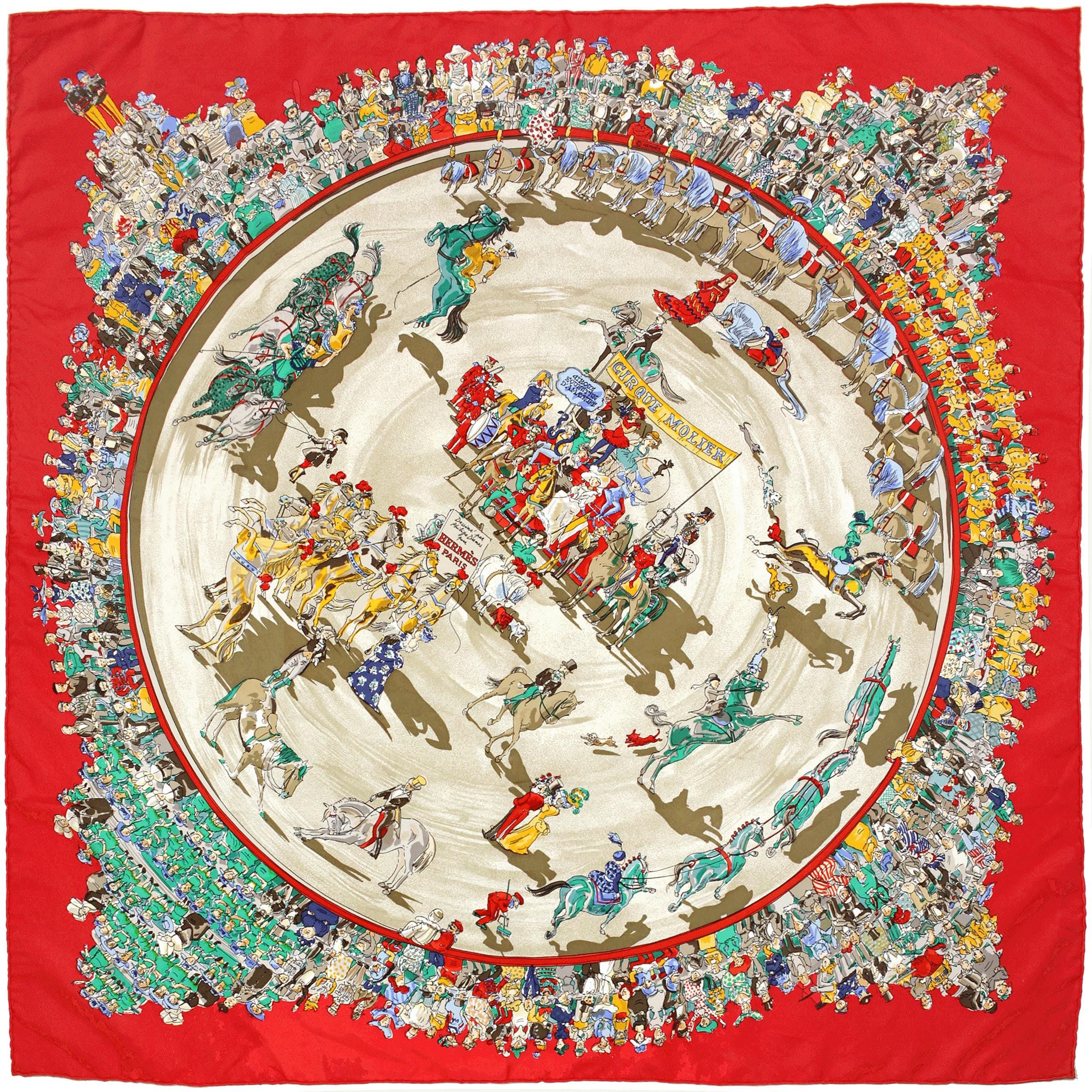 Hermes Scarf "Cirque Molier" by Philippe Dumas 90cm Silk | Carre Foulard
