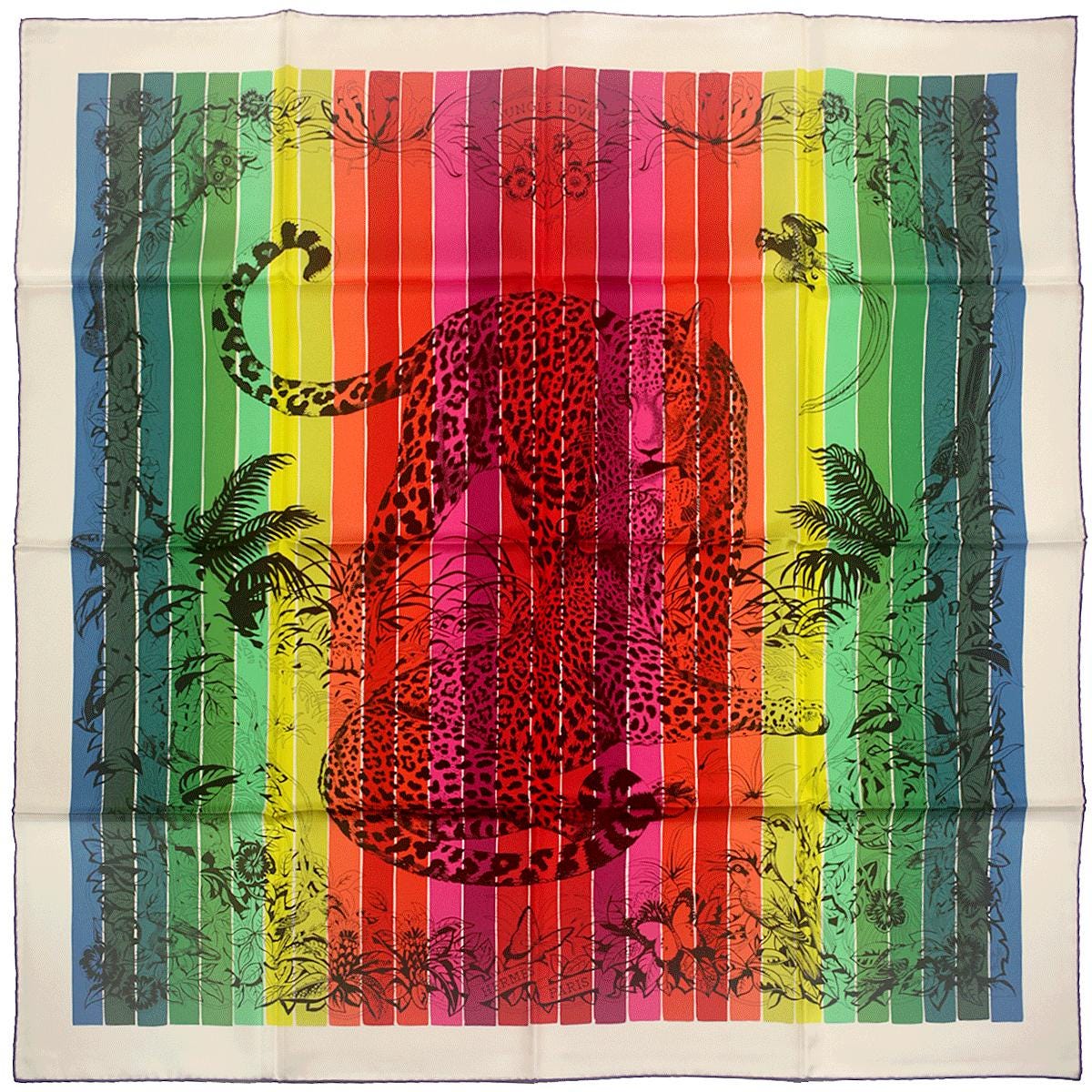 Hermes Scarf "Jungle Love Rainbow" by Robert Dallet 90cm Silk | Carre Foulard