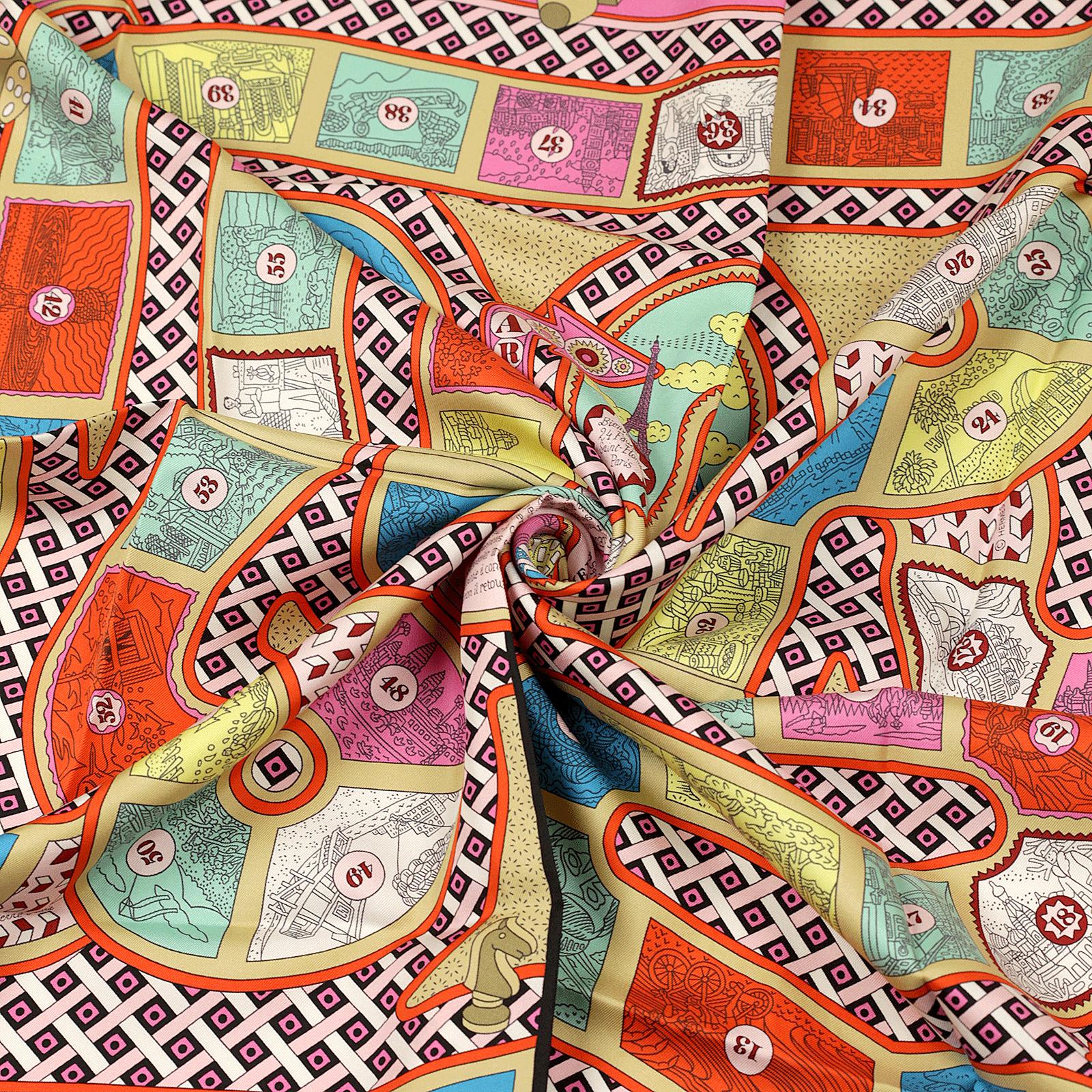 Hermes Scarf "Le Tour du Monde en 63 Cases" by Pierre Marie 90cm Silk | Carre Foulard