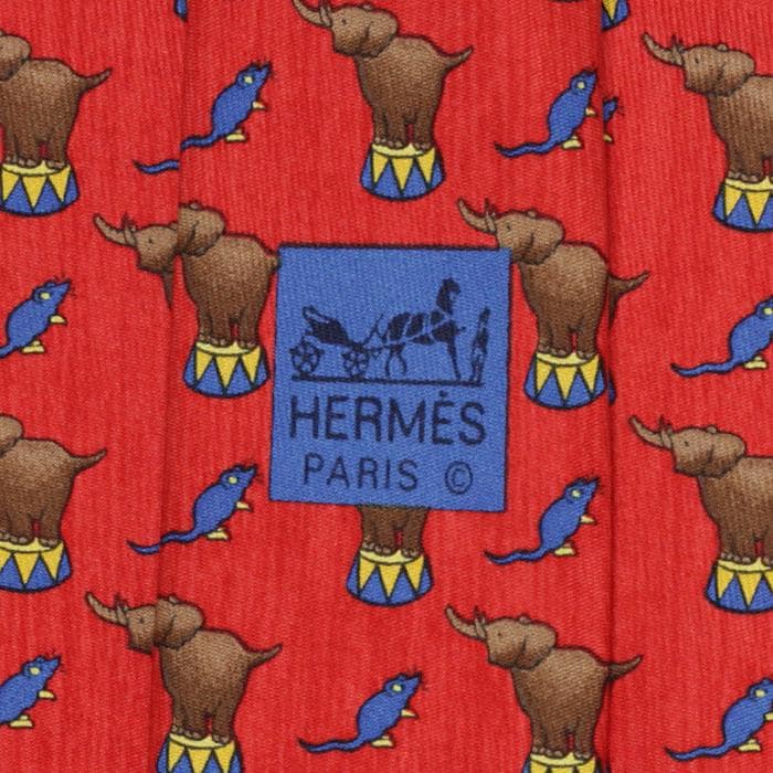 Hermes Men's Silk Tie Whimsical Circus Elephants Pattern 7681 | Necktie Cravate