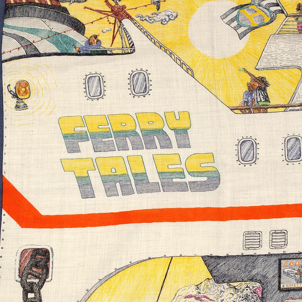 Hermes Scarf "Ferry Tales" by Elias Kafouros 100cm Cashmere